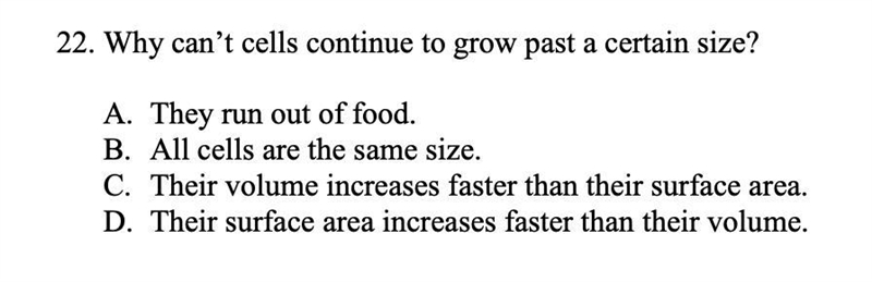 Why can’t cells continue to grow past a certain size?-example-1