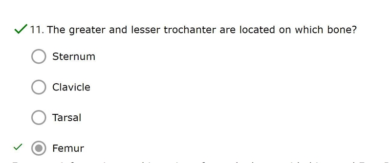 The greater and lesser trochanter are located on which bone?-example-1