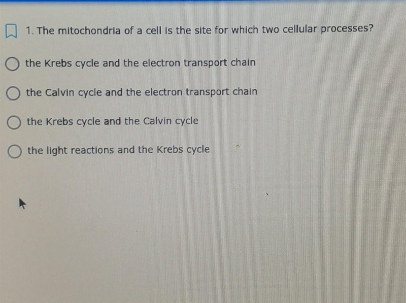 The mitochondria of a cell is the site for which two cellular processes? ​-example-1