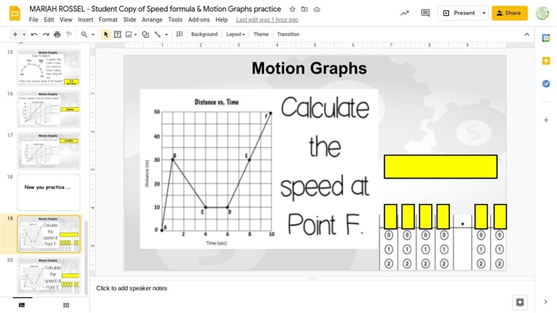 Calculate the speed at Point F and Point E-example-1