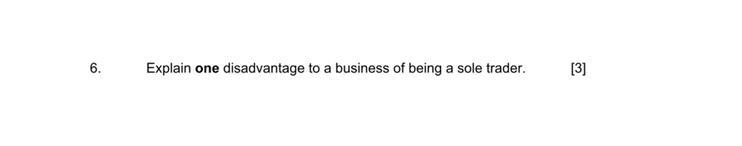 Explain one disadvantage to a business of being a sole trader.-example-1