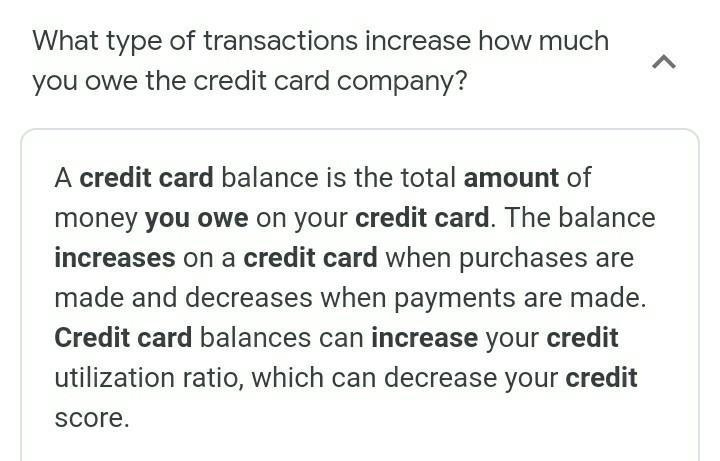 Which of these transactions types increase how much you owe the credit card company-example-1