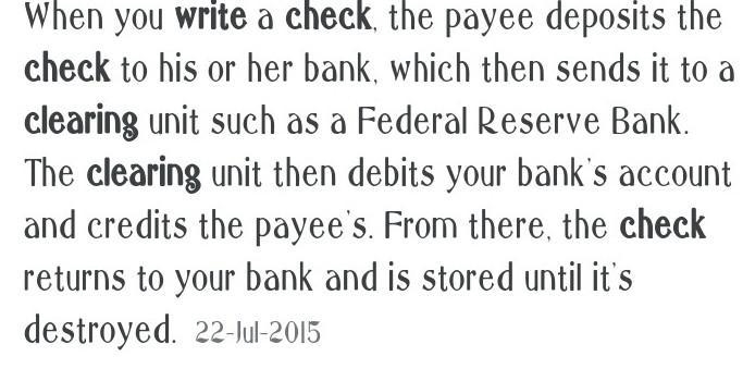 15 POINTS Describe the steps of the check clearing process.-example-1