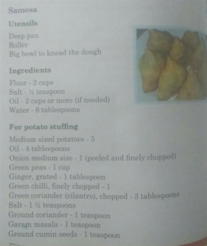 . Make a list of the ingredients for Samosa ​-example-2