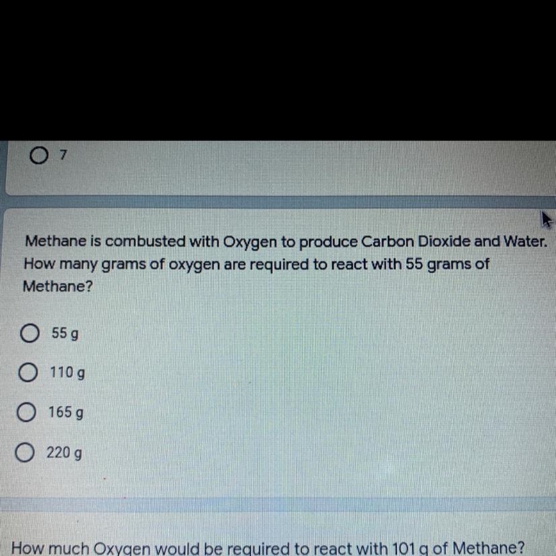 Methane is combusted with Oxygen to produce Carbon Dioxide and Water. How many grams-example-1