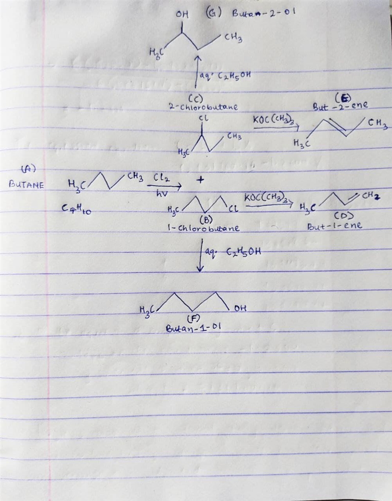 Compound A has molecular formula C4H10. Compound A gives two monochlorides, B and-example-1