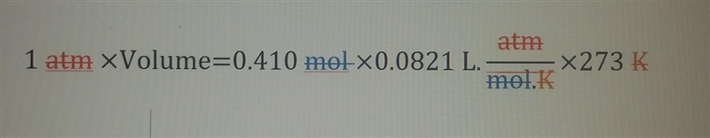 What is the volume of 0.410 moles of co2 at STP​-example-1