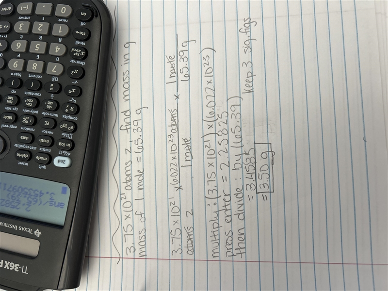 Determine the mass in grams of 3.75 x 10^21 atoms of zinc. (the mass of one mole of-example-1