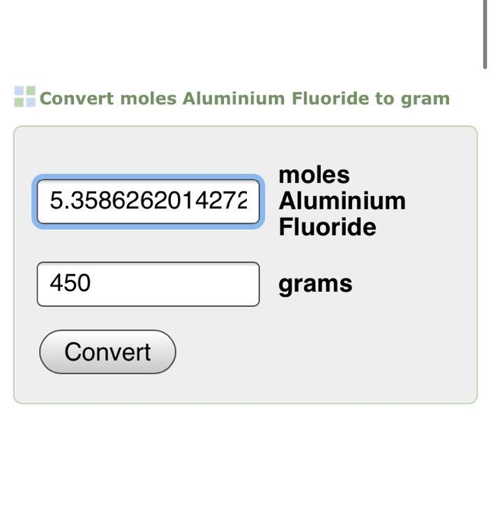 How many molecules are in 450.0 grams of aluminum fluoride(AIF3)?-example-1