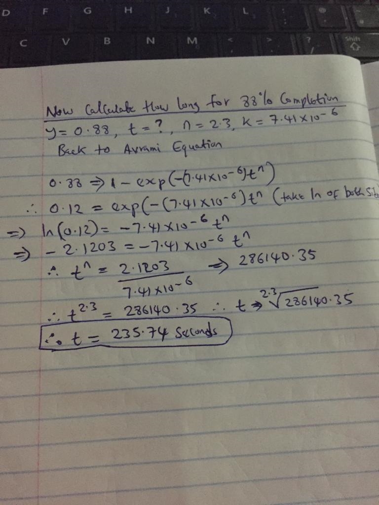 For some transformation having kinetics that obey the Avrami equation (Equation 11.17), the-example-2