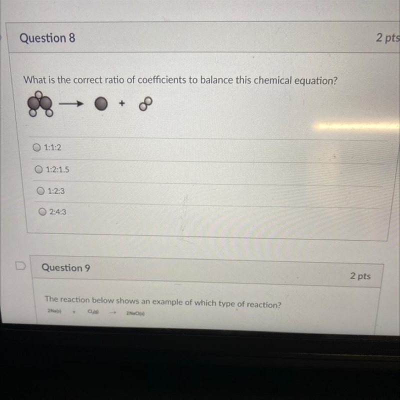 What is the correct ratio of coefficients to balance this chemical equation?-example-1