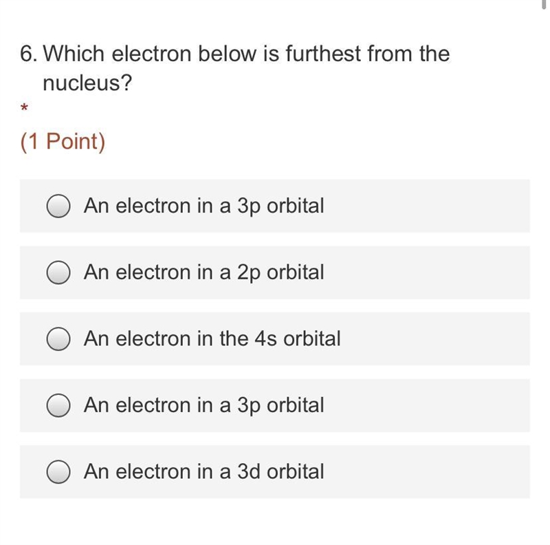 ASAPP Which electron below is furthest from the nucleus?-example-1