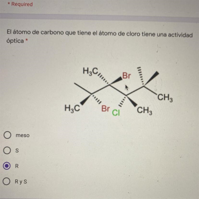 I need to know “ The carbon atom that has the chlorine atone has an optical activity-example-1