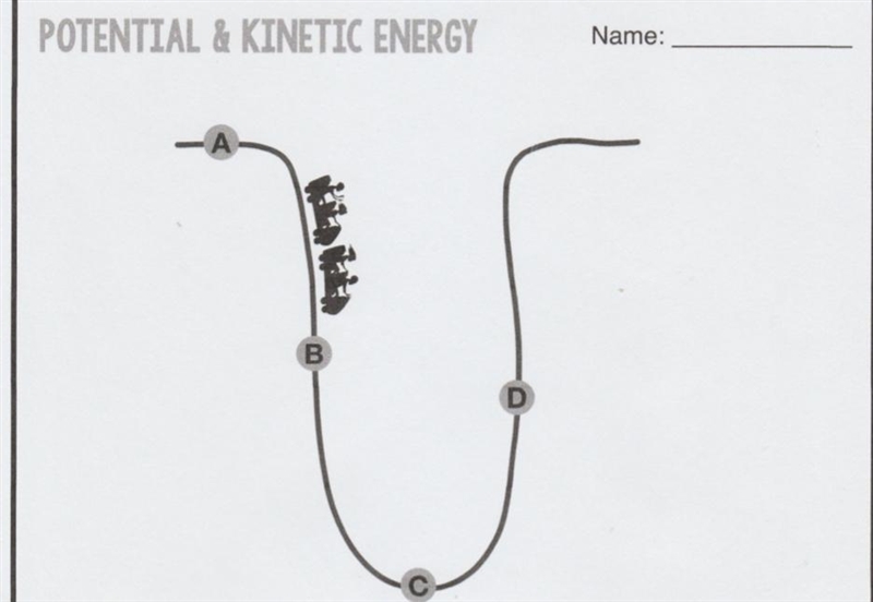 Please help me 5. Where is potential energy decreasing? А B C D-example-1