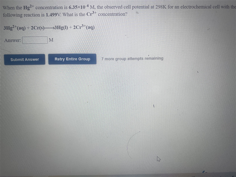 When Hg2+ concentration is 6.35x10^-4 M, the observed cell potential at 298K for an-example-1