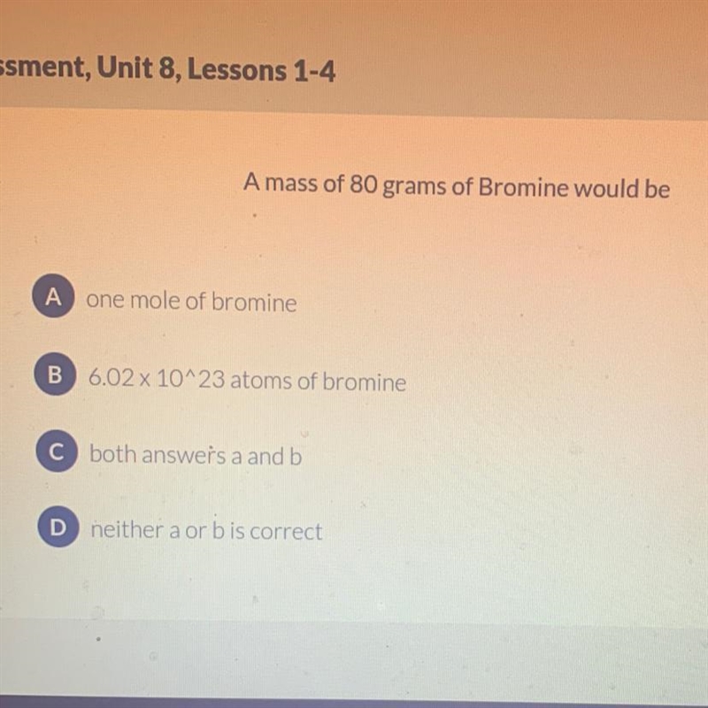 A mass of 80 grams of Bromine would be-example-1