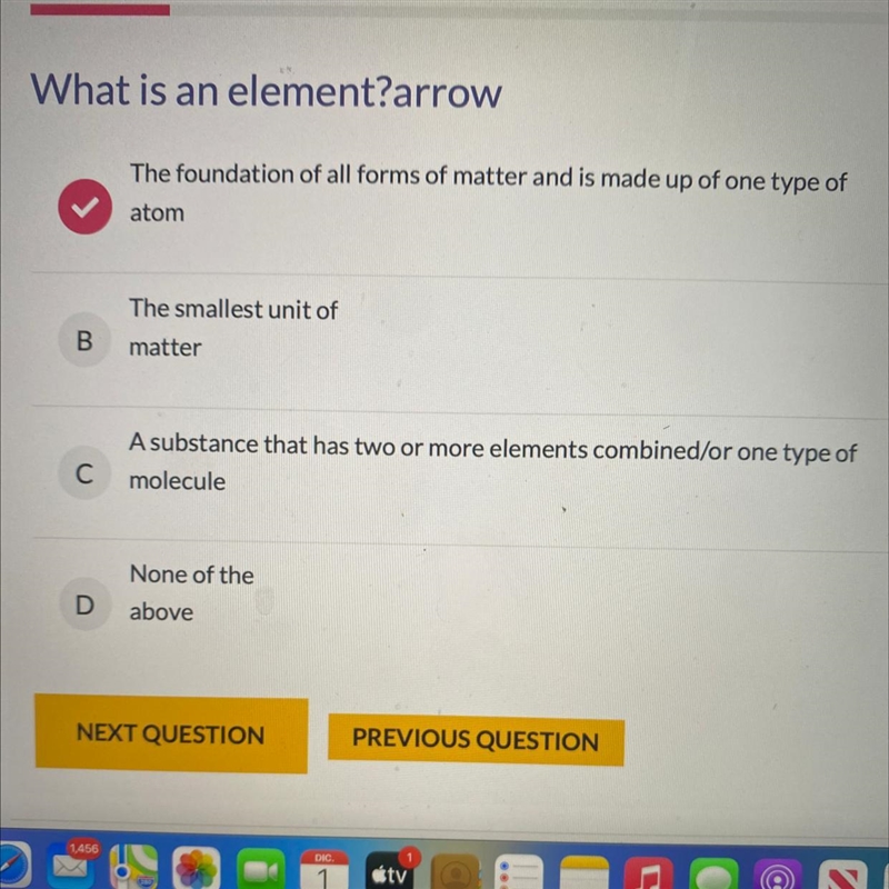 What is an element? Arrow-example-1