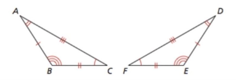 Use the congruent triangles. Name the angle in △DEF that is congruent to ∠B.-example-1