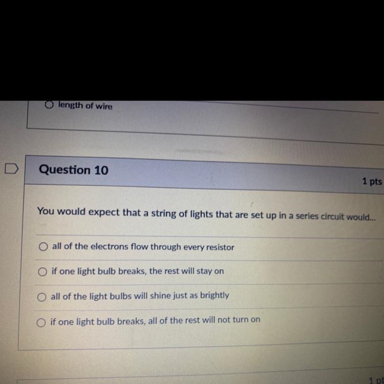 You would expect that a string of light that are set up in a series circuit would-example-1