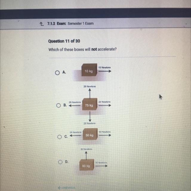 Which of these boxes will not accelerate?-example-1