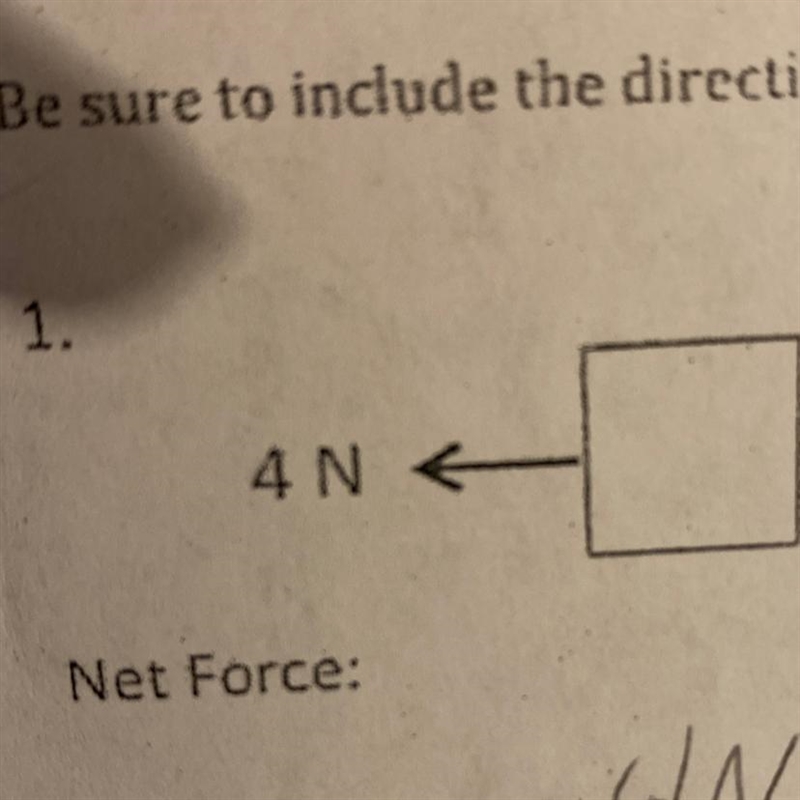 Be sure to include the direction of the net force left or right-example-1