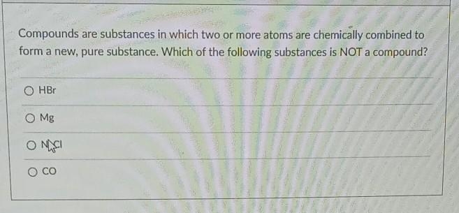 Help please which substance is not a compound​-example-1