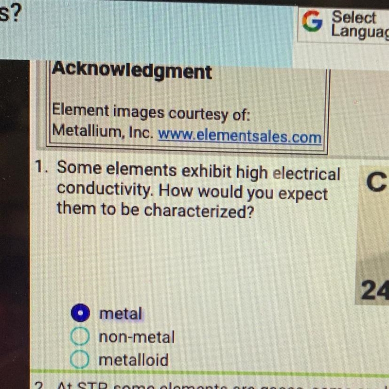 Some elements exhibit high electrical conductivity. How would you expect them to be-example-1