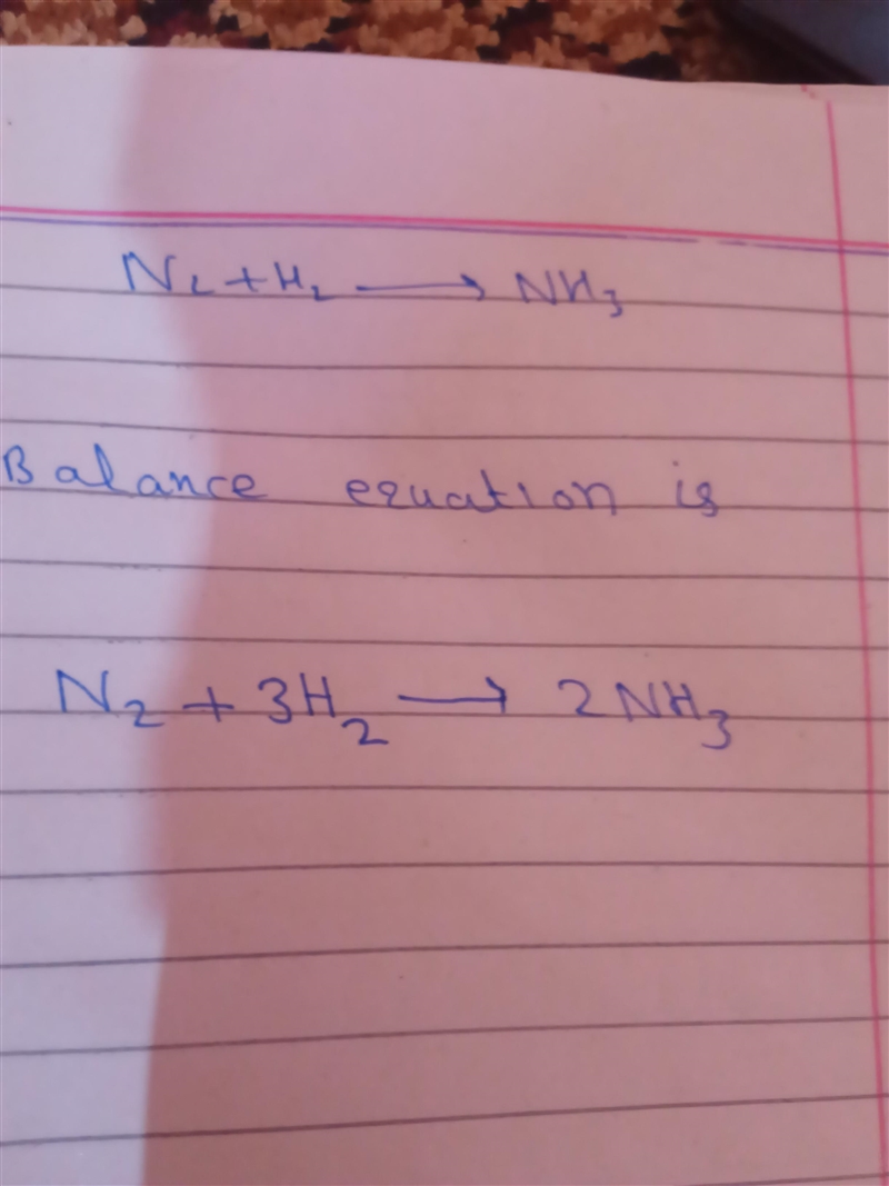 Balance the chemical reaction N2 + H2 ➡️ NH3​-example-1