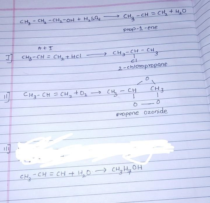 CH3 CH2 CH2 OH + H2SO4 Get the product and answer the following questions : I. A + HCl-example-1