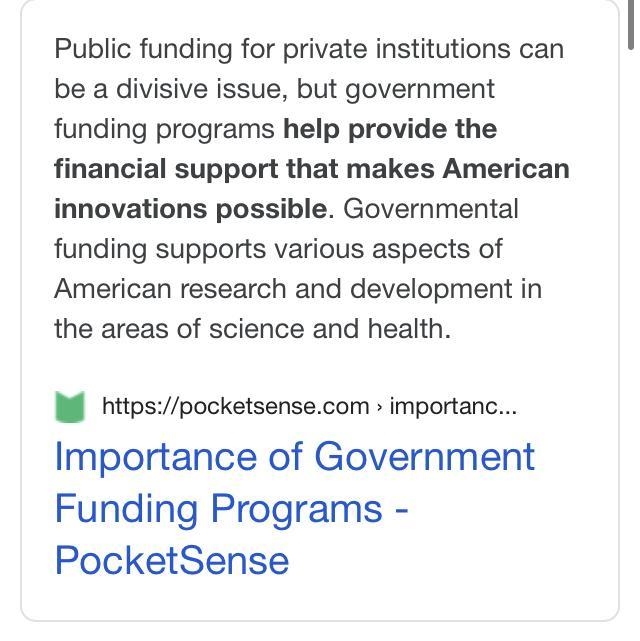 Why do scientist need govermental funding-example-1