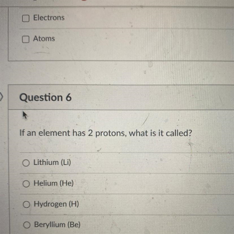 If an element has 2 protons, what is it called?-example-1