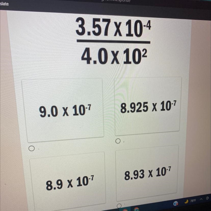 Calculate and round to the correct number of significant digits . 3.57 x 104 4.0 x-example-1