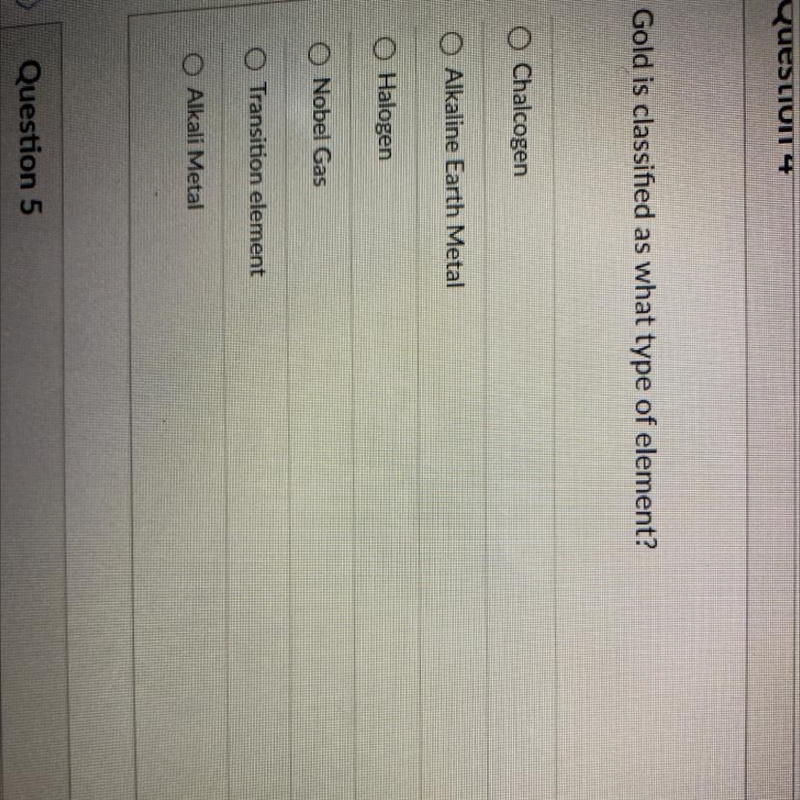 Gold is classified as what type of element?-example-1