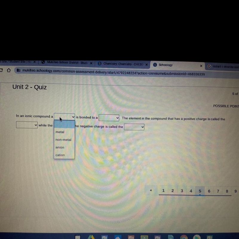 In an ionic compound a Nisbonded to a The element in the compound that has a positive-example-1