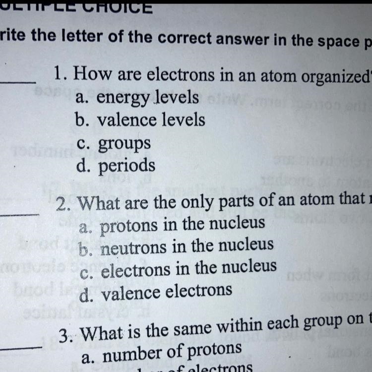 How are electrons in an atom organized -science question-example-1