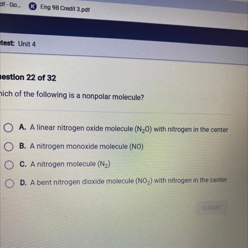 Which of the following is a nonpolar molecule?-example-1