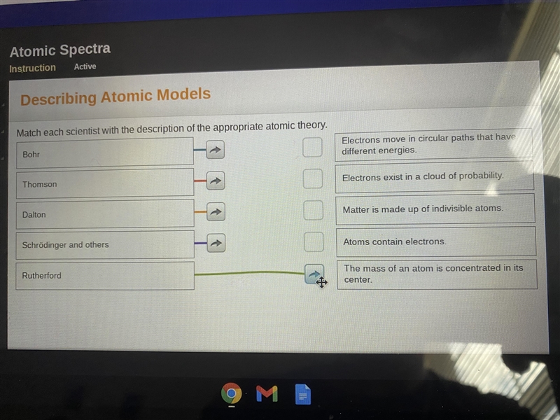 Match each scientist with the description of the appropriate atomic theory-example-1