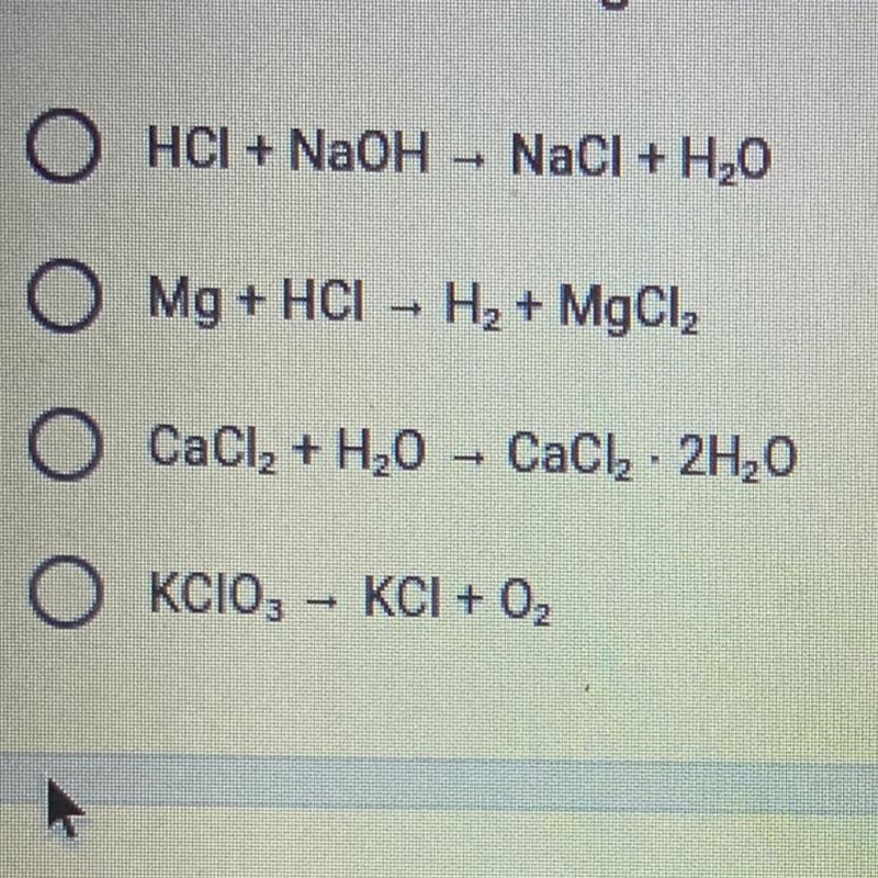 Which of the following reactions is a single replacement reaction?-example-1