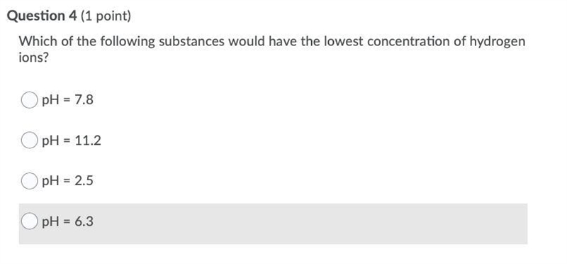 PLEASE HELP "Which of the following substances would have the lower concentration-example-1