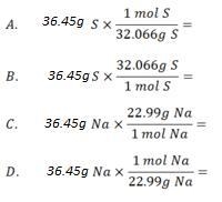 Which of the following setups will correctly convert 36.45 grams of sodium to moles-example-1