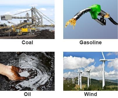 Which resource produces the cleanest energy? coal gasoline oil wind-example-1