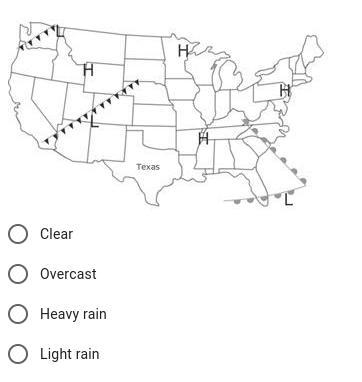 The weather map shows the weather conditions for one day across the United States-example-1