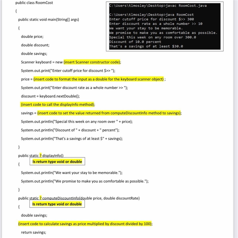 Hi ! How can you return the value of the class computeDiscountInfo to the variable-example-1