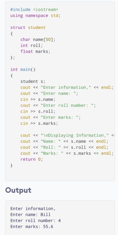 Write a c++ program that accept student information ​-example-1