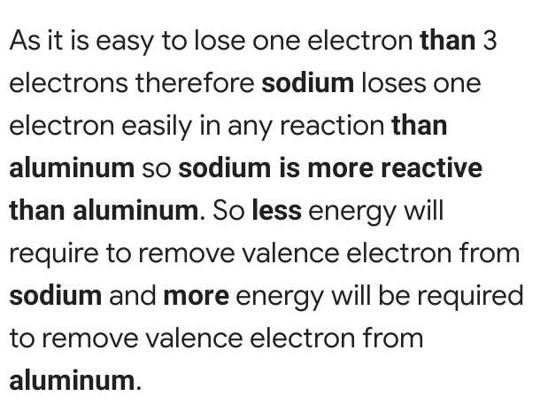 Suggest why sodium is more reactive than aluminium​-example-1