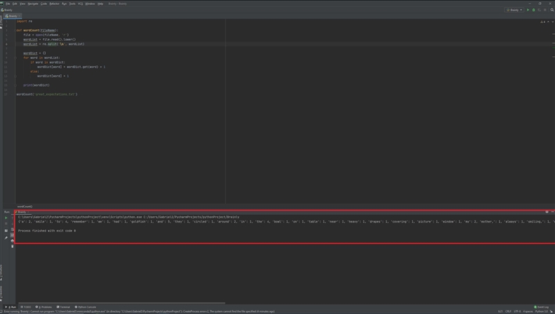 Write a function wordcount() that takes the name of a text file as input and prints-example-1