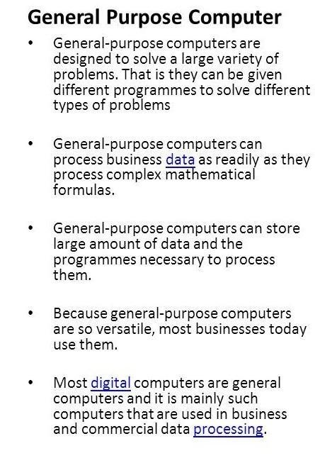 Four differences between general and special purpose conputer in points....... ( don-example-2