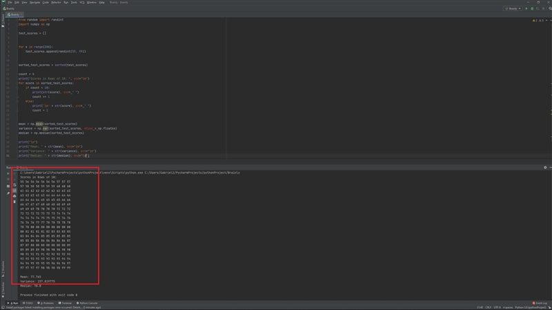 Write a program that creates an an array large enough to hold 200 test scores between-example-1