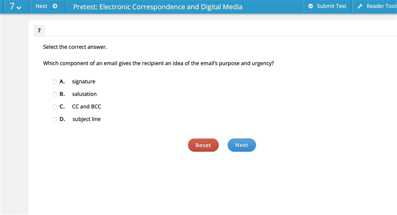 Which component of an email gives the recipient an idea of the email’s purpose and-example-1