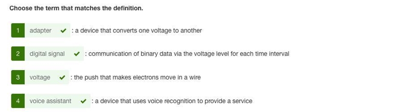 HELP!!! 30 POINTS CHOOSE THE TERM THAT MATCHES THE DEFINITION. : a device that converts-example-1